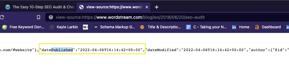 Beispiel für ein künstlich aktualisiertes Veröffentlichungsdatum