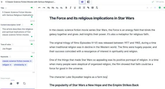 Jasperのドラフトブログ投稿テキストのスクリーンショット Screenshot of Jasper's draft blog post text