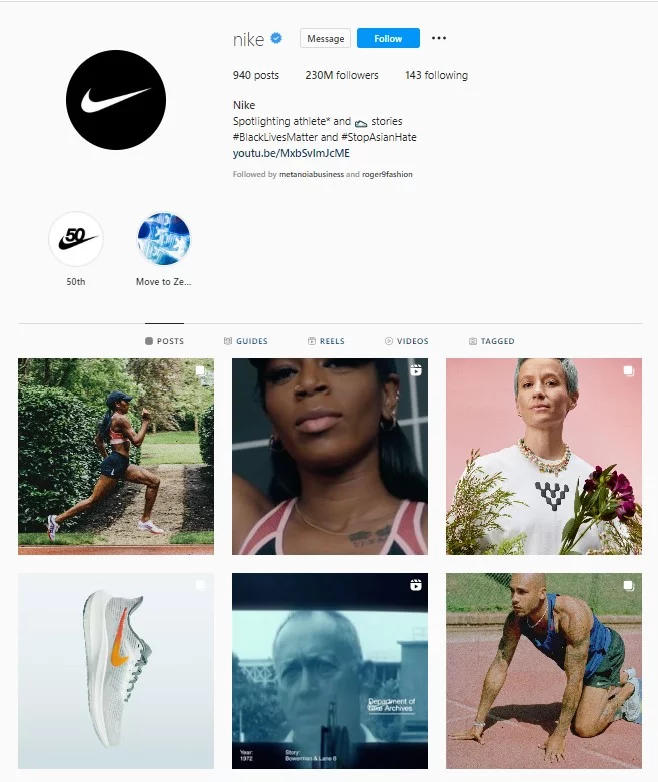 Halaman Instagram Nike