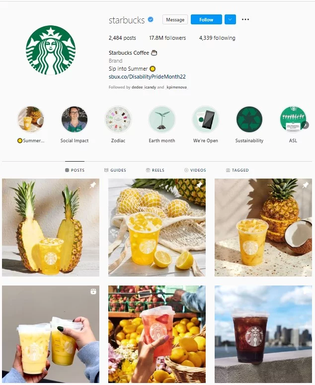 Halaman Instagram Starbucks