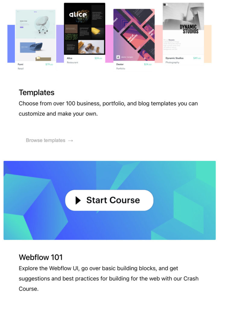 لقطة شاشة من Webflow Welcome Email