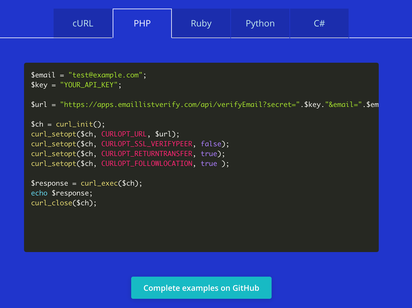 Verifikasi Email API EmailListVerify