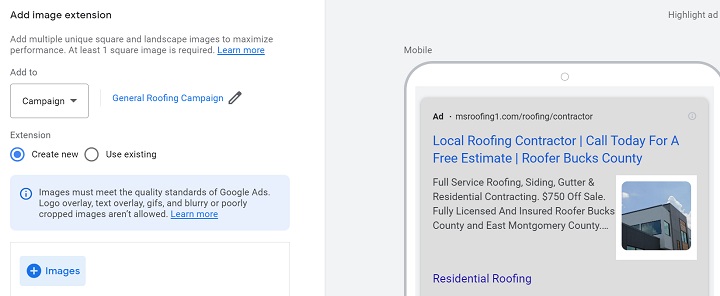 グーグル広告画像拡張機能-グーグル広告画像拡張機能の設定例