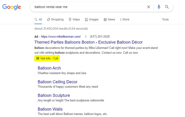 グーグル広告リードフォーム拡張機能-serpのリードフォーム広告拡張機能のスクリーンショット