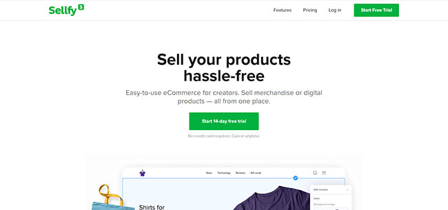 Pagina de pornire Sellfy