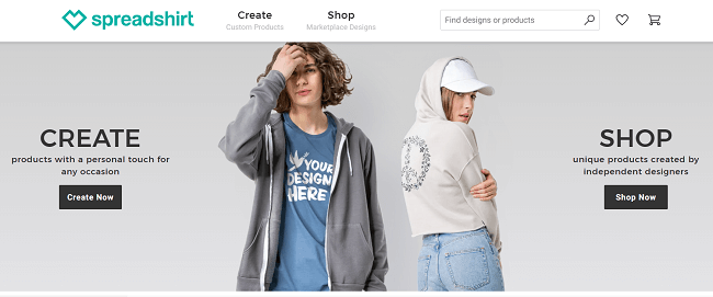 Pagina de pornire Spreadshirt