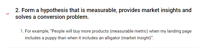 關於設置 A/B 測試的 CXL Playbook 說明的屏幕截圖