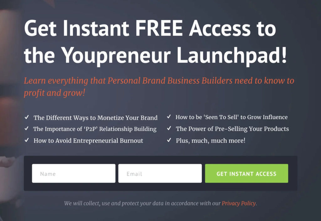 Youprenuer CTA 在他們的電子郵件列表中的屏幕截圖