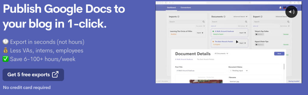 他們網站主頁上 Wordable CTA 的屏幕截圖