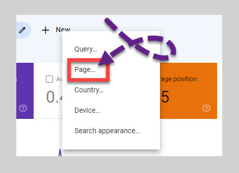 Filtre de pages de la console de recherche Google