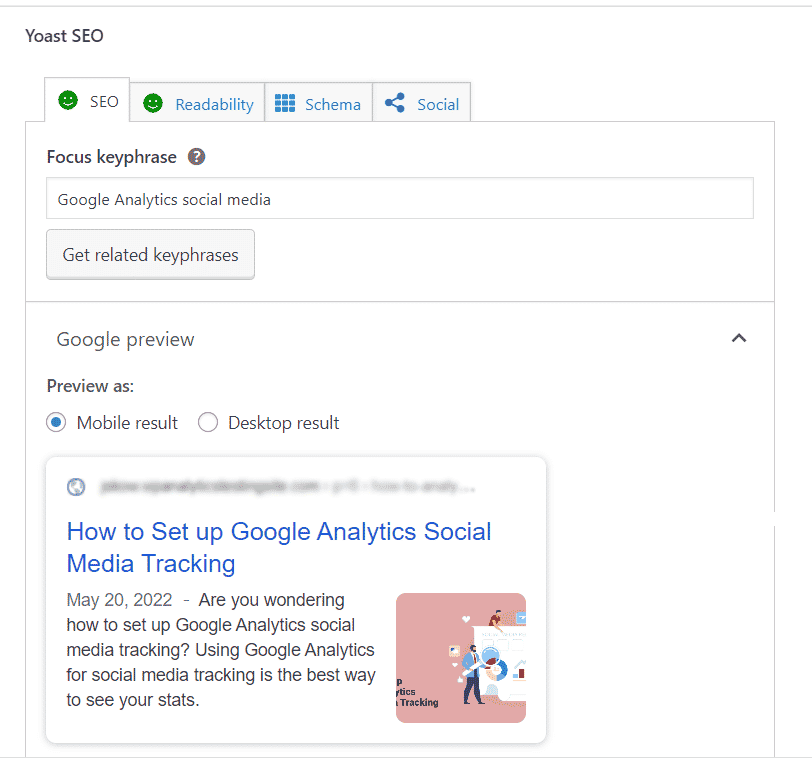Fonctionnalités de référencement Yoast sur la page