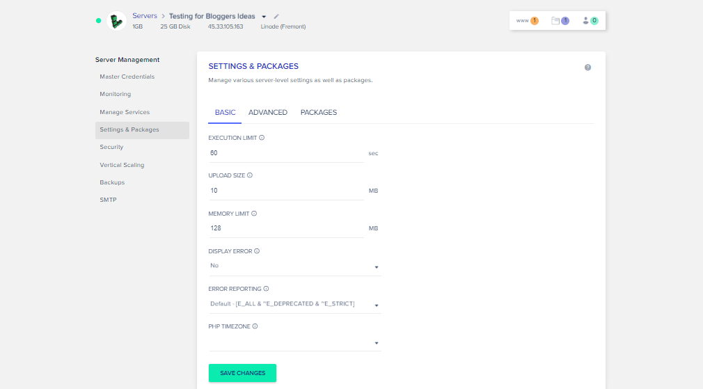 Cloudways Review- Setting & Packages