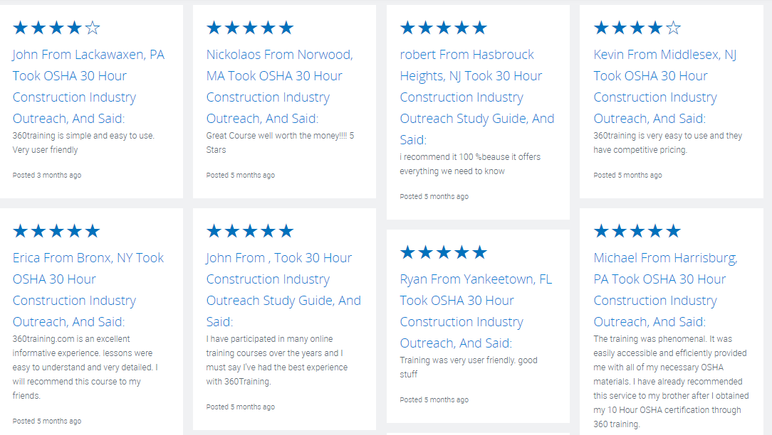 OSHA 30-godzinne szkolenie budowlane- Recenzje OSHA 30 Hour Training Construction- Reviews