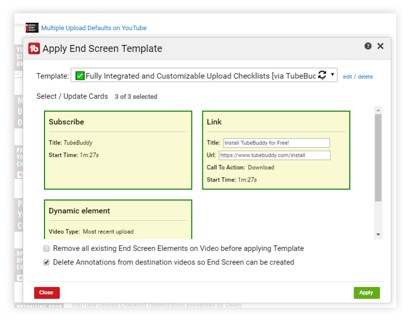 TubeBuddy 검토 - 최종 화면 Tamplate TubeBuddy Review- The End screen Tamplate