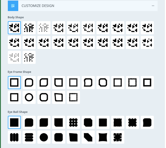 Opções de personalização no QRCode Monkey
