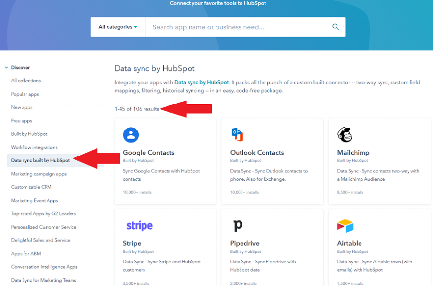 integrações do hub de operações hubspot