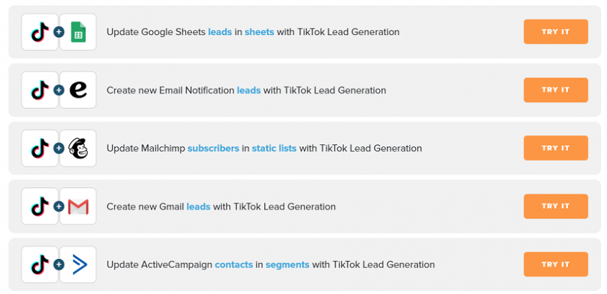 exemplo de caso de uso do leadsbridge - anúncios de leads do tiktok