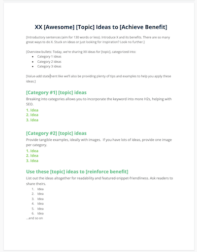 modelo de postagem de blog de ideias