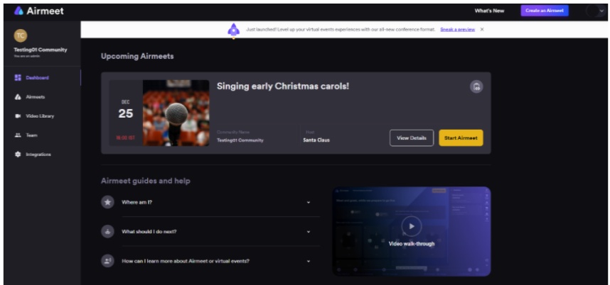 Airmeet - Tablero Airmeet - DashBoard