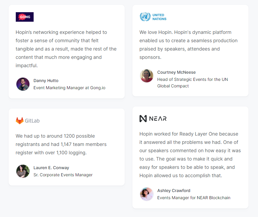 Hopin-Testimonios Hopin-Testimonials