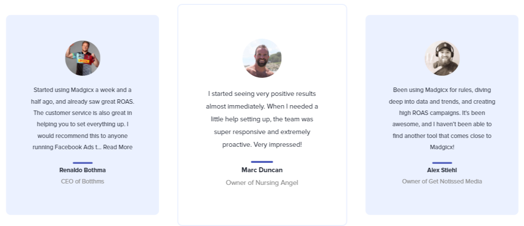 Madgicx - Testimonials