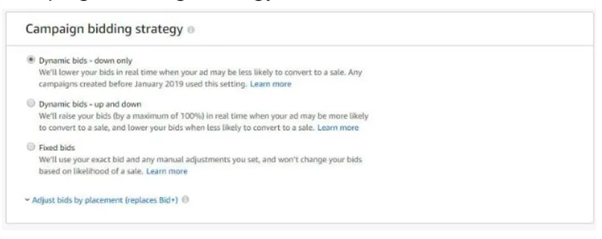 Amazon Sponsored Product Campaign - Campaign bidding