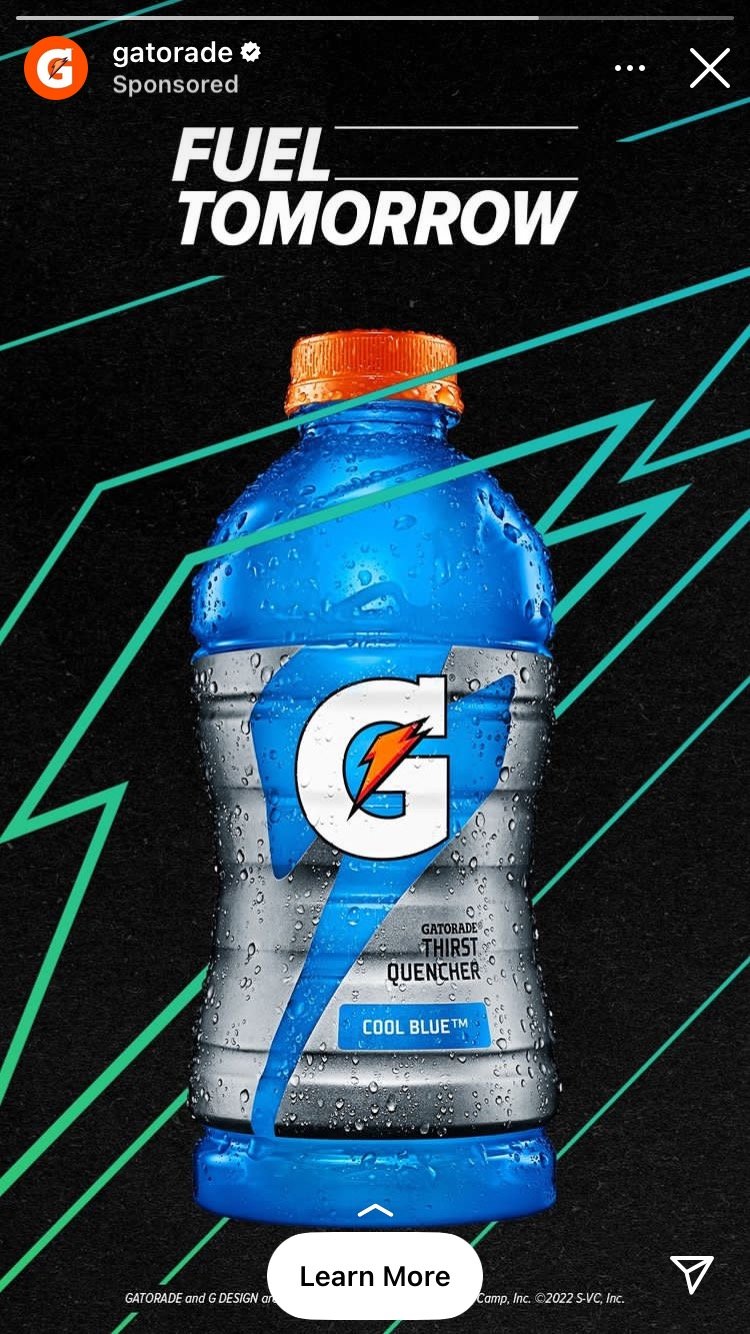 Gatorade Instagram Hikayesi reklamı