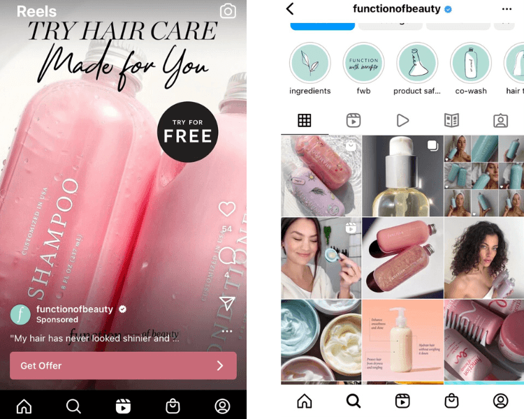 Funcția reclamei și profilului Beauty Instagram