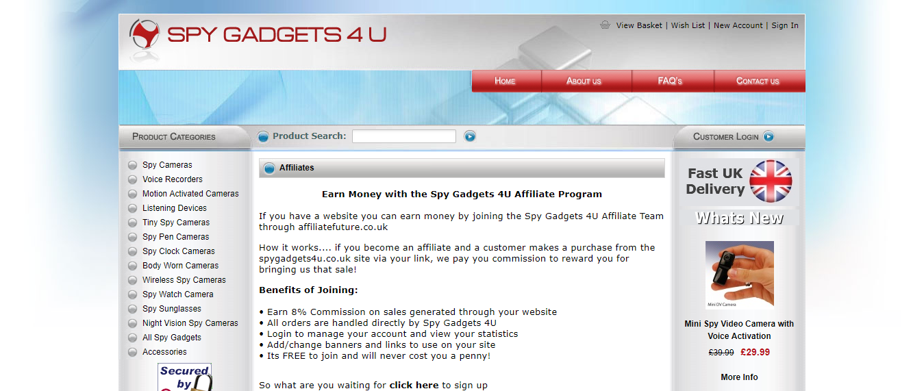 Партнерская программа Spy Gadgets 4U Spy Gadgets 4U Affiliate Program