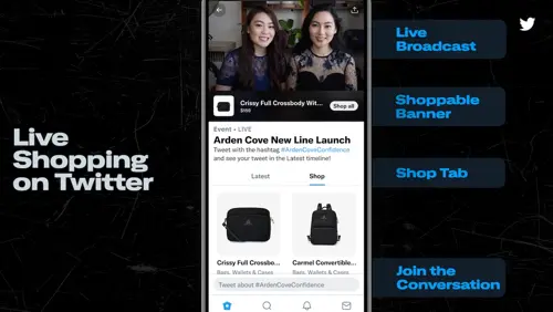 Captura de tela do blog do Twitter promovendo o Live Shopping. Screenshot of Twitter's blog promoting Live Shopping.