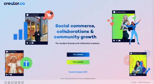 Captura de tela da página inicial do criador.co. Screenshot of creator.co home page.