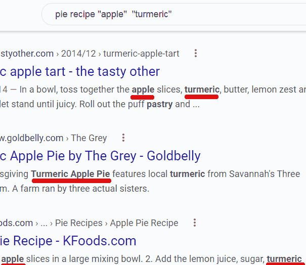 Screenshot dei risultati della ricerca utilizzando la logica booleana "AND".