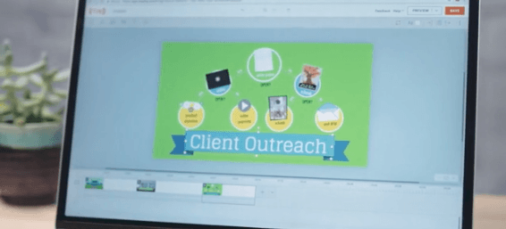 Piattaforma Vyond aperta su laptop