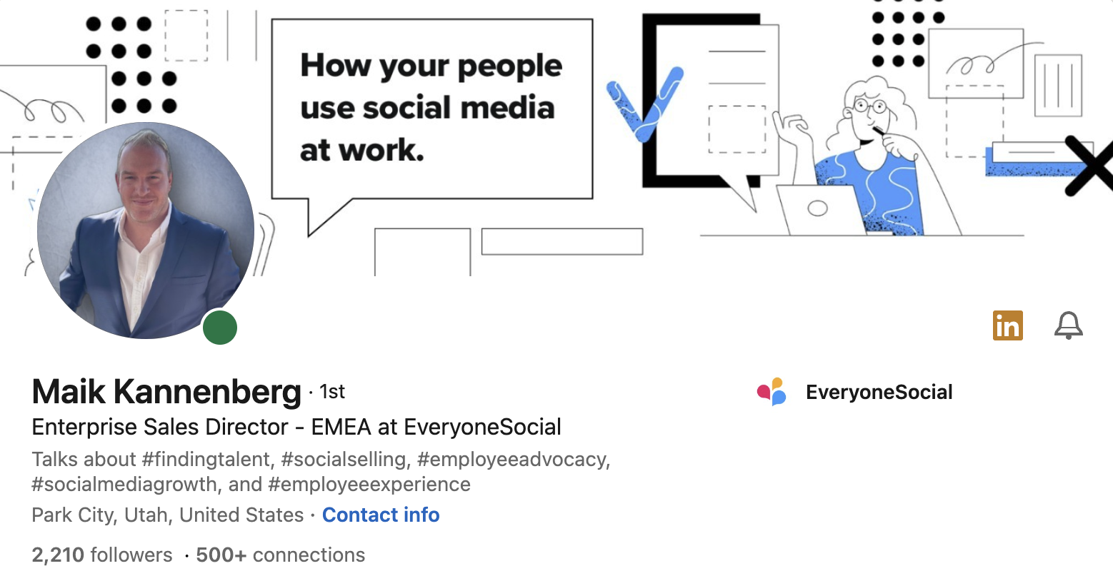 Esempio di profilo LinkedIn.