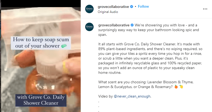 Grove Collaborative のフォロワーからのビデオ