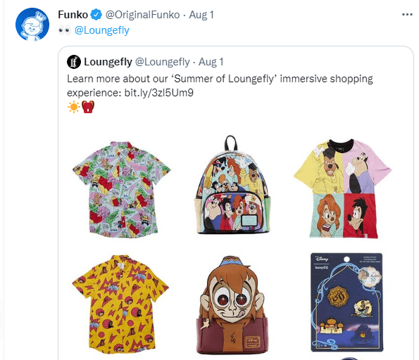 ファンコのプロフィールでリツイートされたファンコ製品に関する Loungefly のツイート