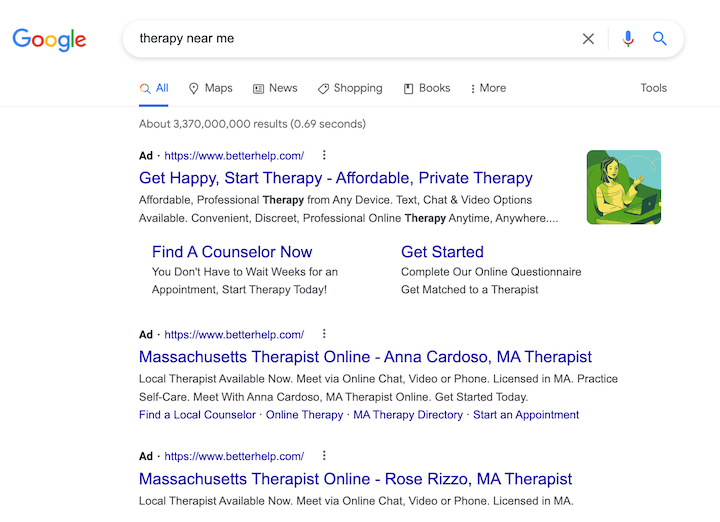 ejemplo de palabra clave de intención comercial local