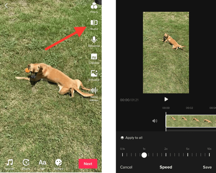 如何在 TikTok Studio 中添加速度調整