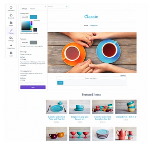متجر على الإنترنت بصفحات قابلة للتخصيص