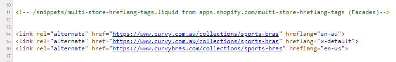 Etichete Hreflang implementate Curvy.com.au