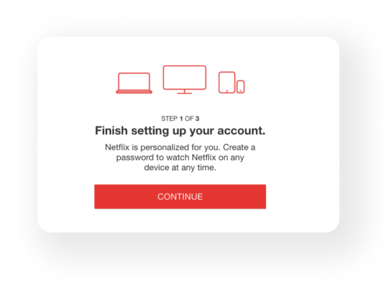 Imaginea care arată configurarea unui cont pe Netflix