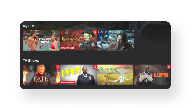 Elementul vizual care arată algoritmii Netflix recomandă imediat alte emisiuni TV care v-ar putea plăcea