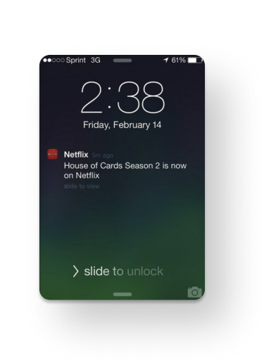 Captura de ecran care arată o notificare push a Netflix