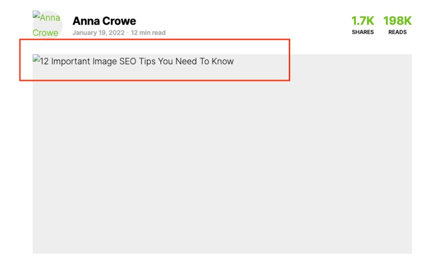 Testo alternativo visualizzato al posto di un'immagine