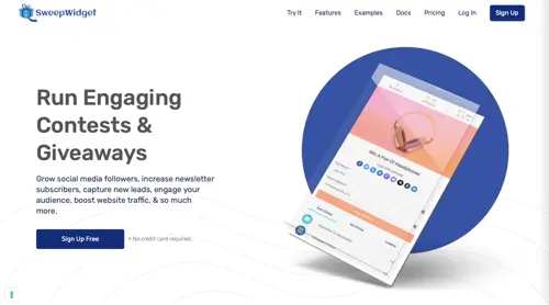Captură de ecran a paginii de start SweepWidget. Screenshot of SweepWidget home page.