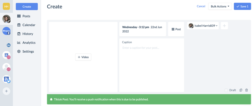 Hopper HQ로 TikTok 게시물 예약하기