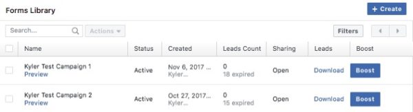 libreria di moduli di facebook