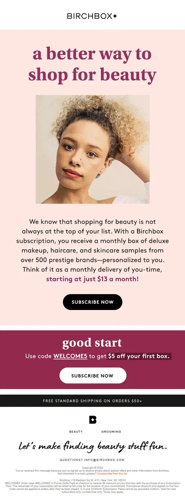 Birchbox 환영 시리즈 이메일 1