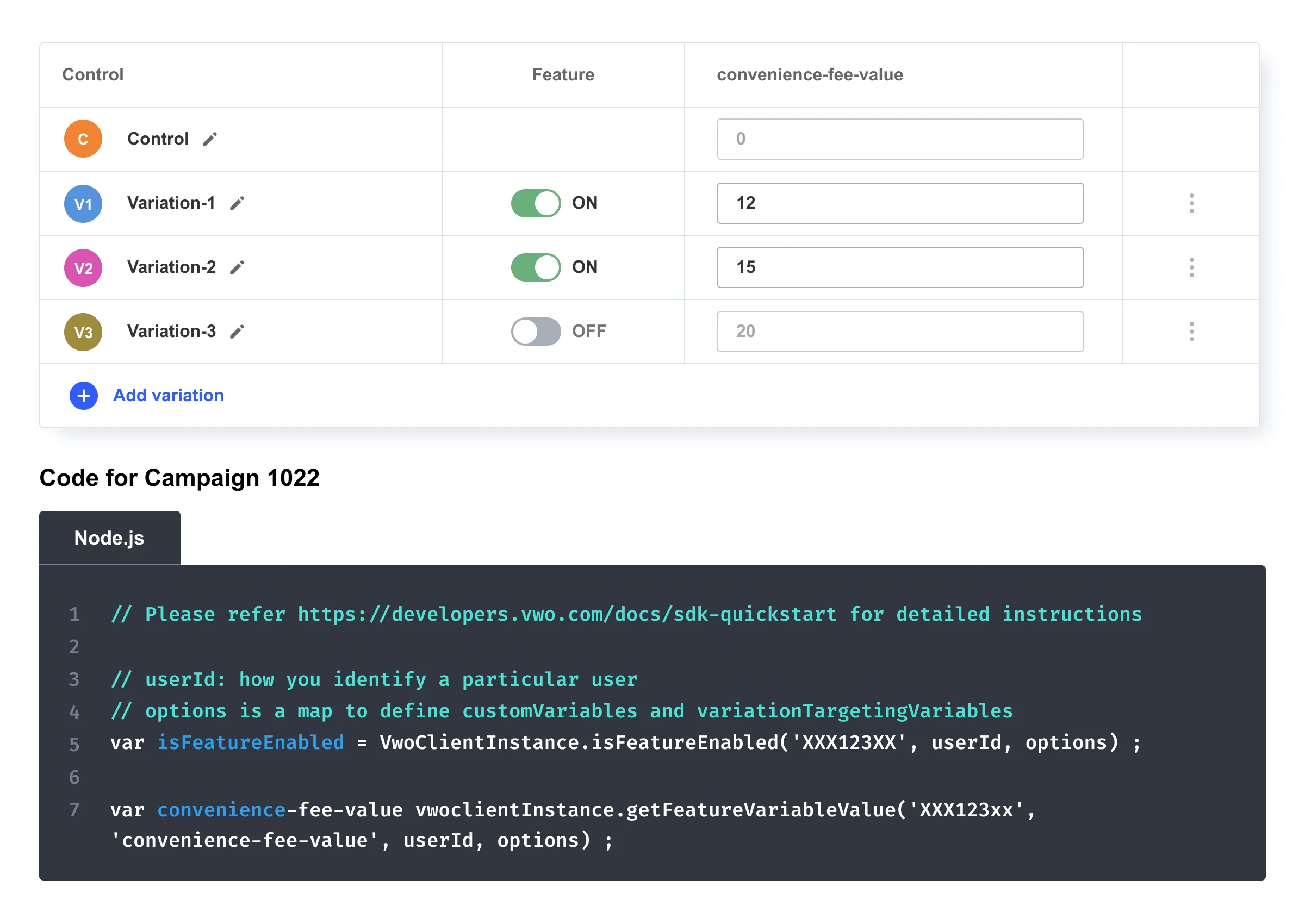 VWO アプリのスクリーンショット