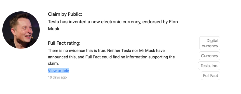 Google hat Fact Check Tools 2022 in seine Toolbox aufgenommen.